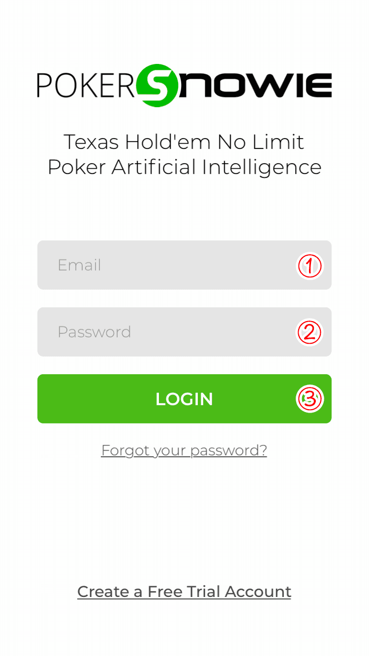 PokerSnowieのログイン画面