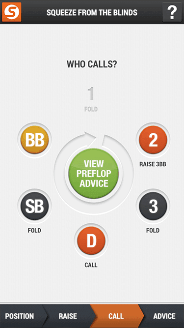 「VIEW PREFLOP ADVICE」が表示