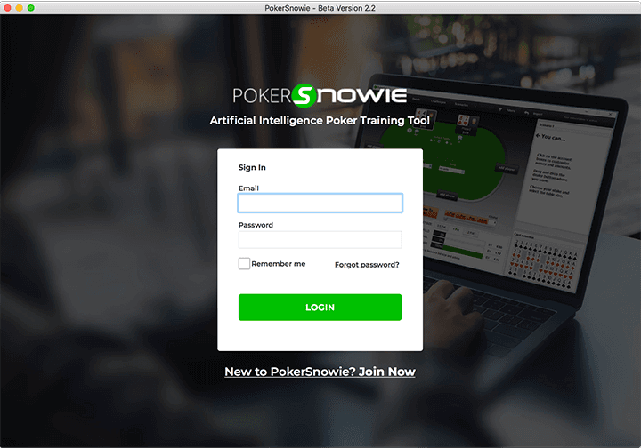 PokerSnowieのログイン画面