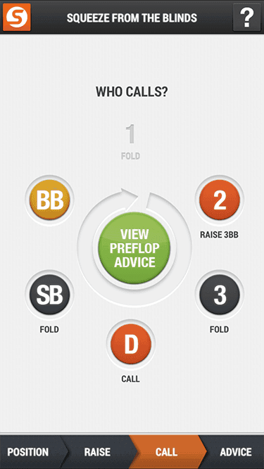 「VIEW PREFLOP ADVICE」が表示