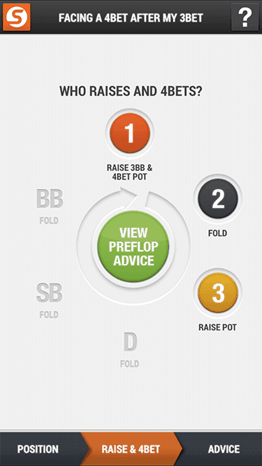 「VIEW PREFLOP ADVICE」が表示