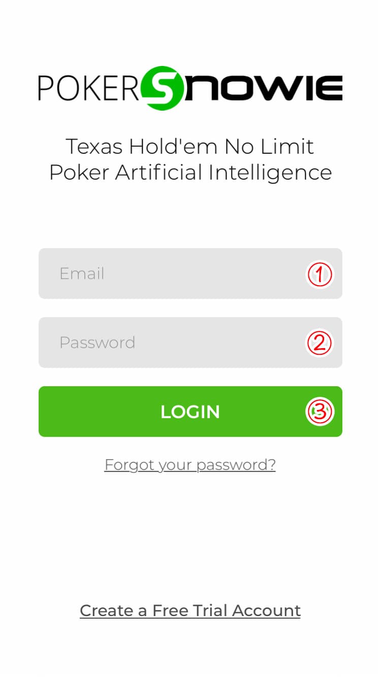PokerSnowieのログイン画面